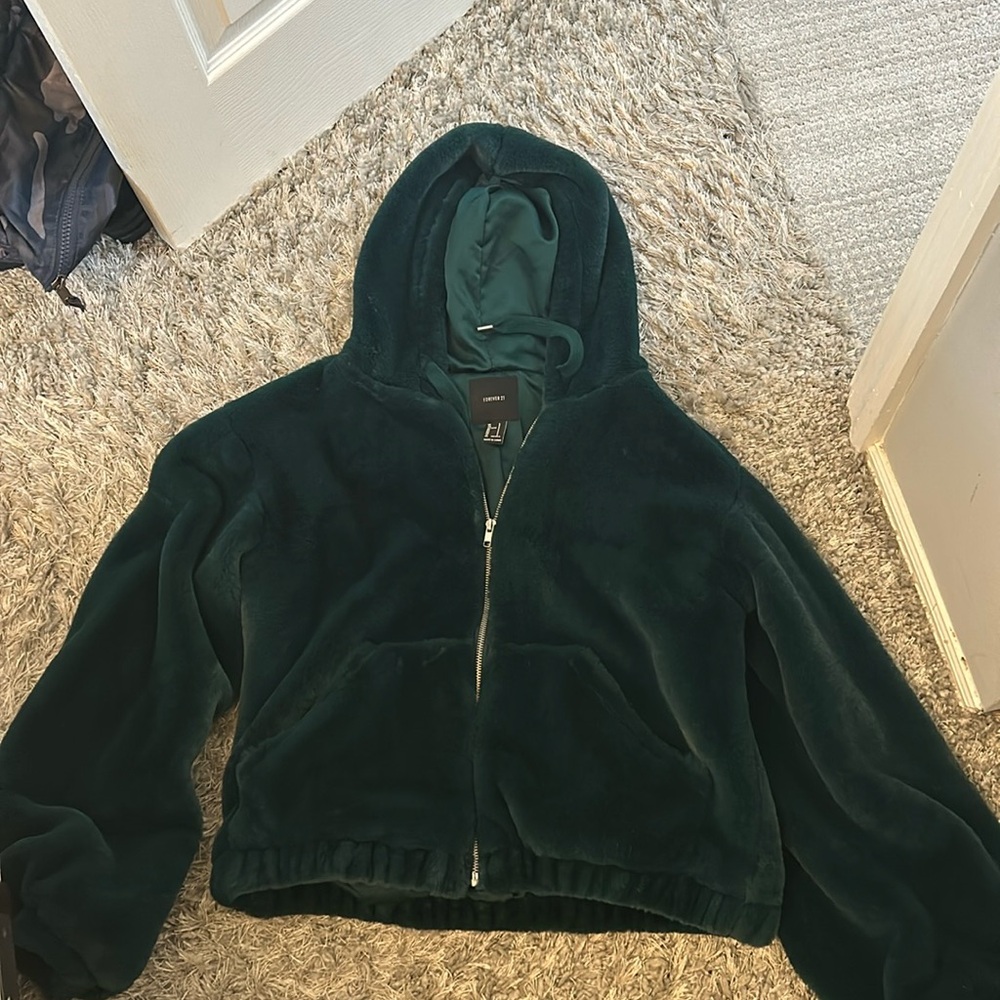 Dark green fur coat